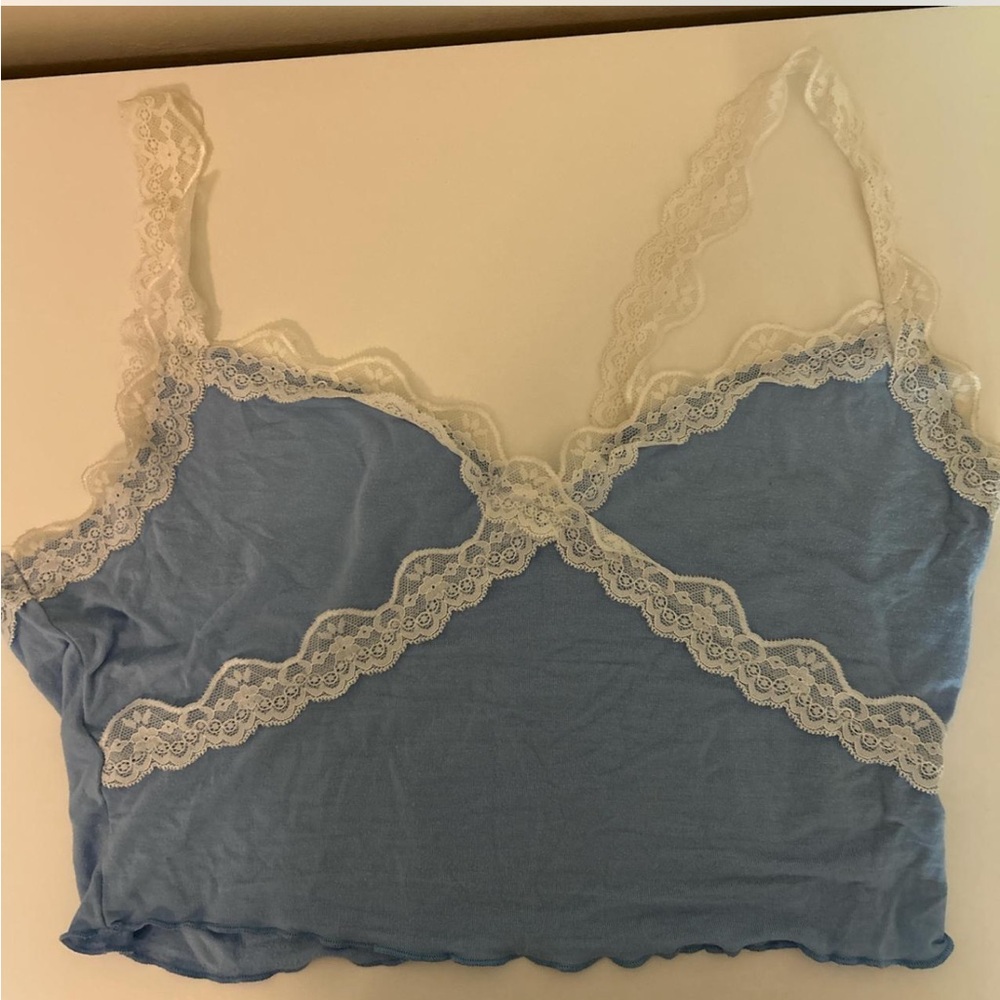 SHEIN Blue Lace Trim Chemise